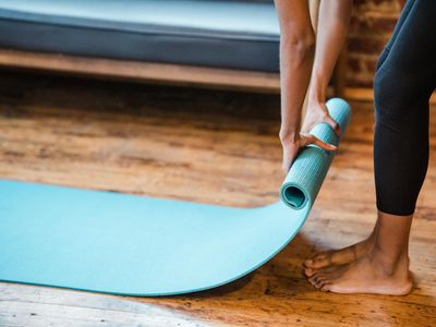 Light hitting a yoga mat on the floor
